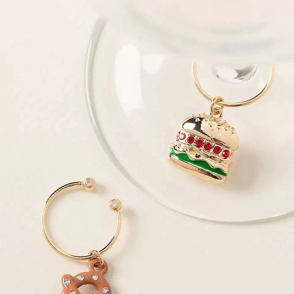 Anthropologie Cocktail Charms “Picnic in the Park” Pretzel & Cheeseburger New